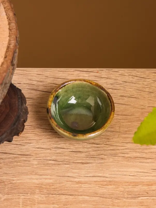 Соусник керамика, цв. зелёно-коричневый,  3,5х3,5х1,5 см