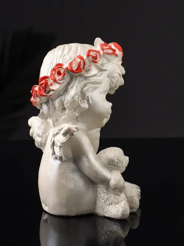 Фигура "Ангел с мишкой большой", 13х8х7 см, перламутр