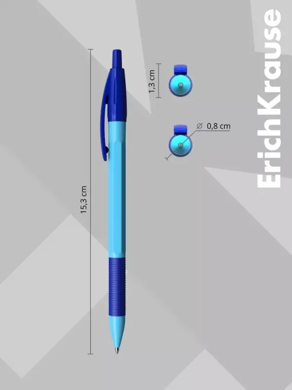 Ручка шариковая автоматическая ErichKrause R=301 Neon Matic & Grip, узел 0.7 мм, синяя