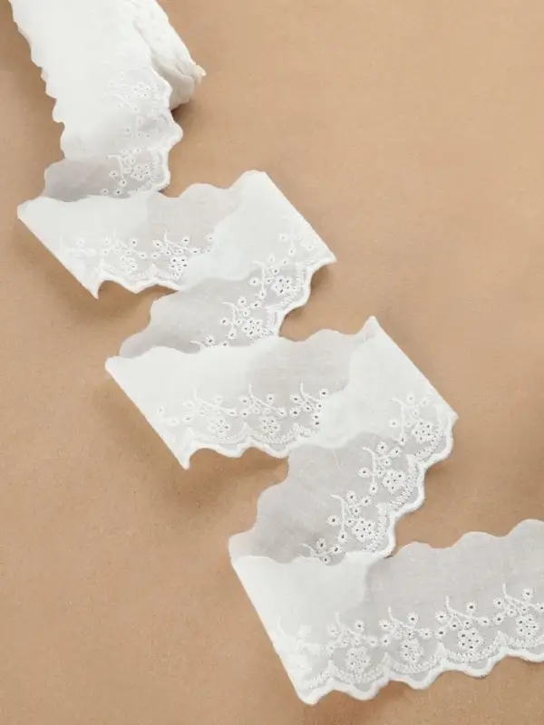 Кружево шитьё, 55 мм, 13&plusmn;1 м, белое