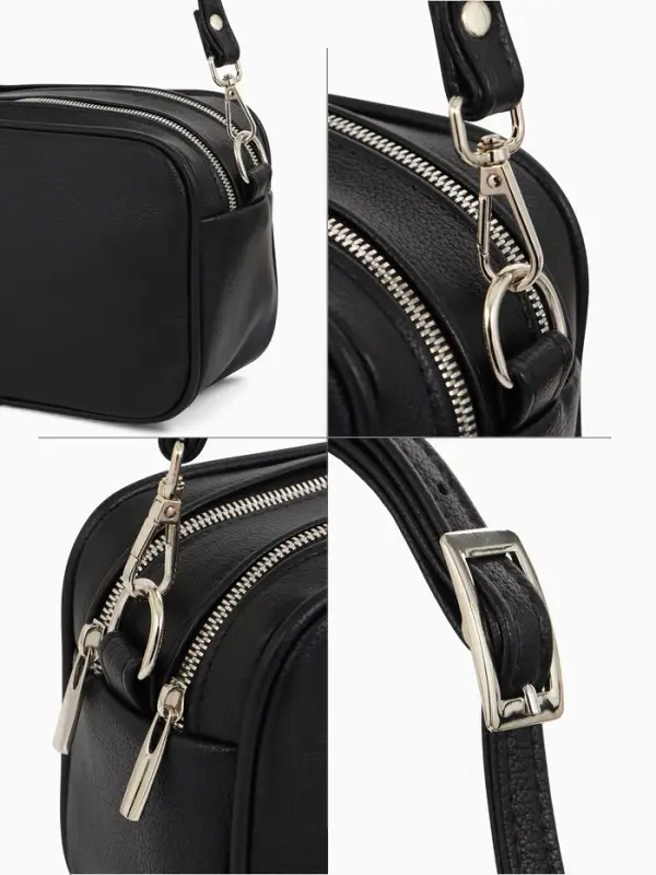 Сумка женская кросс-боди TEXTURA на молнии, 24&times;9&times;15 см, чёрная