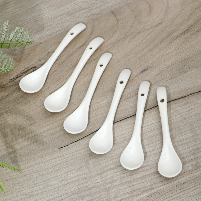 Набор фарфоровых ложек Доляна &laquo;Эстет&raquo;, 6 предметов, 11&times;2,6&times;1 см, цвет белый