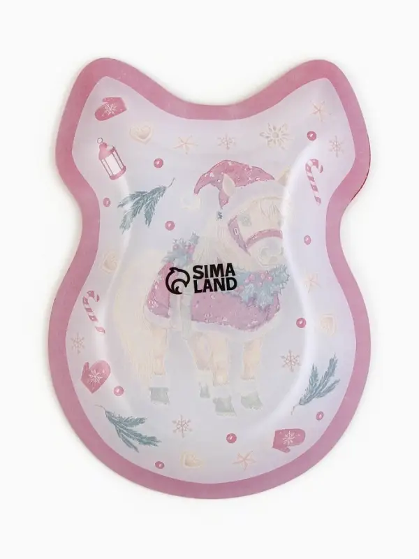 Тарелка стеклянная новогодняя в форме банта «Пони», 13.5×18 см