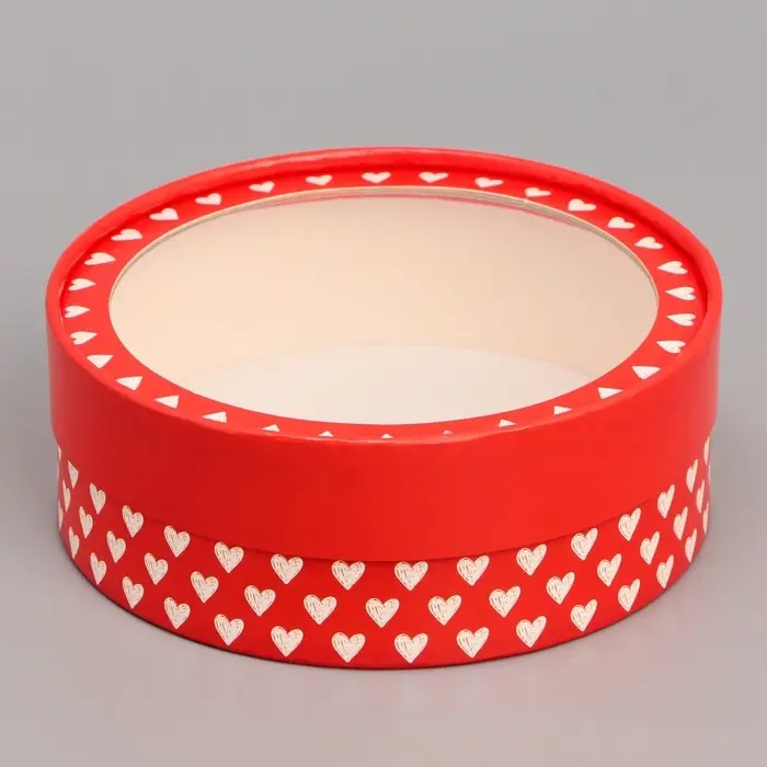 Коробка для макарун, кондитерская упаковка тубус с окном Love 16&times;16&times;5 см