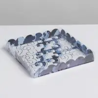 Коробка для печенья, кондитерская упаковка с пластиковой крышкой, &laquo;23 февраля&raquo;, 21&times;21&times;3 см