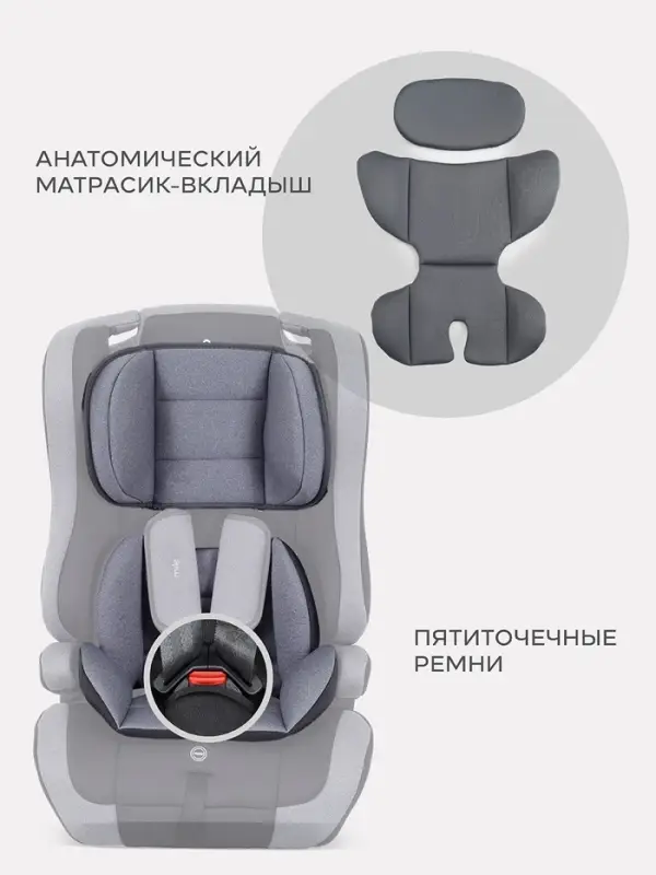 Автокресло RANT basic HD-02 "Mile" (Grey) группа 1-2-3 (9-36 кг), серый
