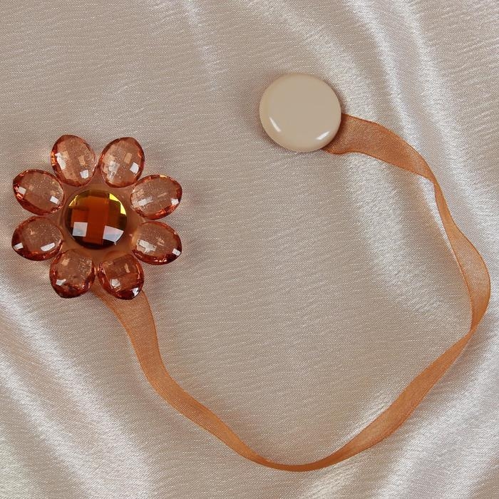 Подхват для штор «Цветок», 6 × 6 см, цвет коричневый Подхват для штор «Цветок», 6 × 6 см, цвет коричневый