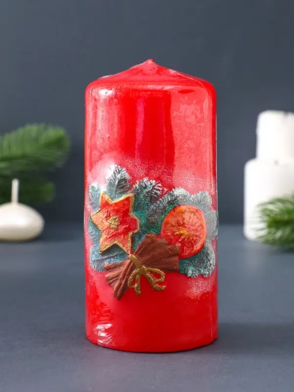 Свеча-цилиндр "Сочельник" 6х6х13 см