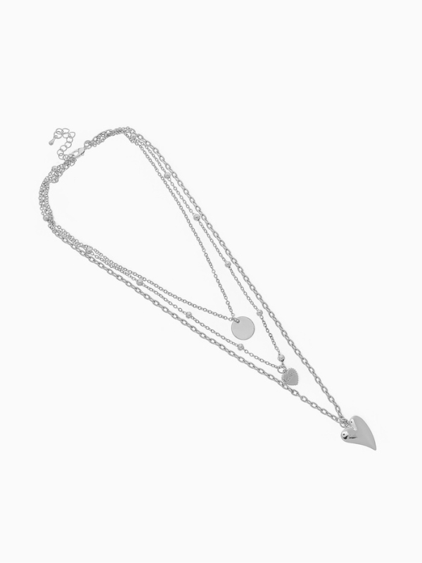 Кулон «Цепь» два сердца и круг, цвет серебро Кулон «Цепь» два сердца и круг, цвет серебро