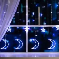 Гирлянда &laquo;Бахрома&raquo; 2.7&times;0.9 м с насадками &laquo;Месяц&raquo;, IP20, прозрачная нить, 138 LED, свечение белое, 8 режимов, 220 В