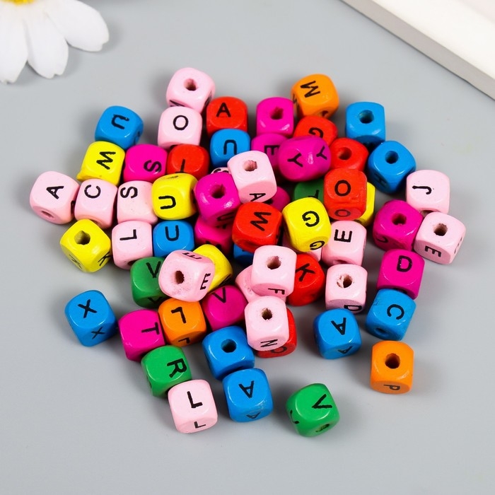 Набор деревянных бусин Набор деревянных бусин "Астра" Английский алфавит, 10х10 мм, 96 шт