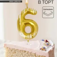 Свеча для торта &laquo;Легенда&raquo;, цифра 6