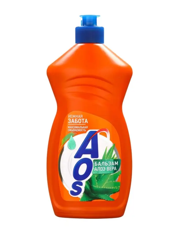 Средство для мытья посуды AOS, гель-бальзам, алоэ вера, 450 г