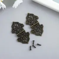 Петля для шкатулки металл "Узорная с цветами" бронза + гвозди набор 2 шт 5,3х2,8 см Петля для шкатулки металл "Узорная с цветами" бронза + гвозди набор 2 шт 5,3х2,8 см