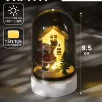 Светодиодная фигура под куполом &laquo;Дед Мороз с мешком&raquo; 6&times;9.5&times;6 см, дерево, от батареек LR1130&times;3, свечение тёплое белое