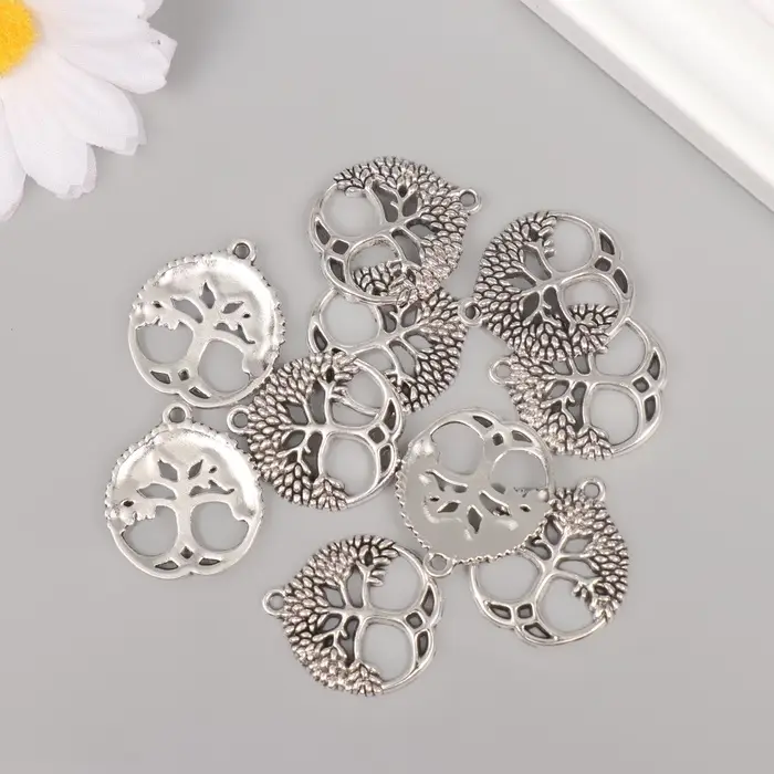 Металлический элемент, декоративная подвеска «Арт Узор. Дерево жизни», серебро, 2.6×2.3 см Металлический элемент, декоративная подвеска «Арт Узор. Дерево жизни», серебро, 2.6×2.3 см