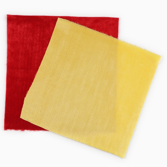 Лоскут для рукоделия мех искусственный, набор 2 вида 40х40 см, красный, жёлтый Лоскут для рукоделия мех искусственный, набор 2 вида 40х40 см, красный, жёлтый