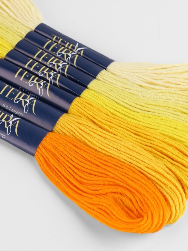 Набор ниток мулине хлопок 8±1м (наб 7шт цена за наб) cпектр жёлтый TR