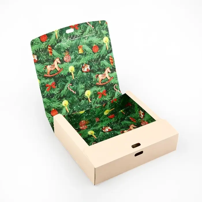 Коробка подарочная новогодняя складная двухсторонняя «Новогодняя ёлка», 20 х 18 х 5 см, Новый год Коробка подарочная новогодняя складная двухсторонняя «Новогодняя ёлка», 20 х 18 х 5 см, Новый год
