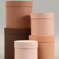 Набор шляпных подарочных коробок 5 в 1, коричневый, 23&times;23-14&times;14 см