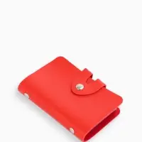 Визитница на кнопке, 24 карты, однотонная, красная