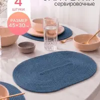 Салфетки сервировочные Доляна &laquo;Лофт&raquo;, 45&times;30 см, 4 шт., синий