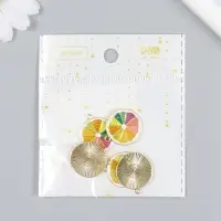 Декор для творчества металл, эмаль "Грейпфрут" 2х2,2 см