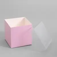 Коробка для подарков и цветов с PVC крышкой, розовая, 12&times;12&times;12 см