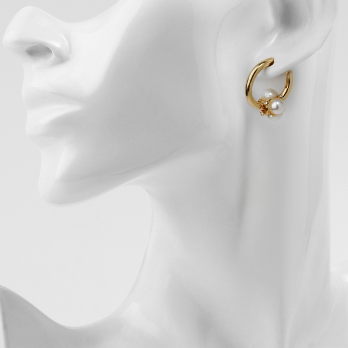 Серьги с жемчугом «Бусина» миниатюрность, цвет золото Серьги с жемчугом «Бусина» миниатюрность, цвет золото