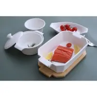 Форма для запекания BellaTenero, 1 л, 25.6&times;14.9&times;6.2 см, с бамбуковой крышкой, керамика, белая