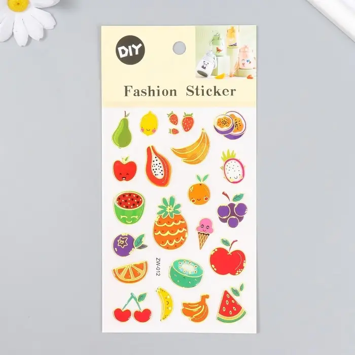 Наклейка пластик "Фрукты" с золотом 10,2х20,5 см