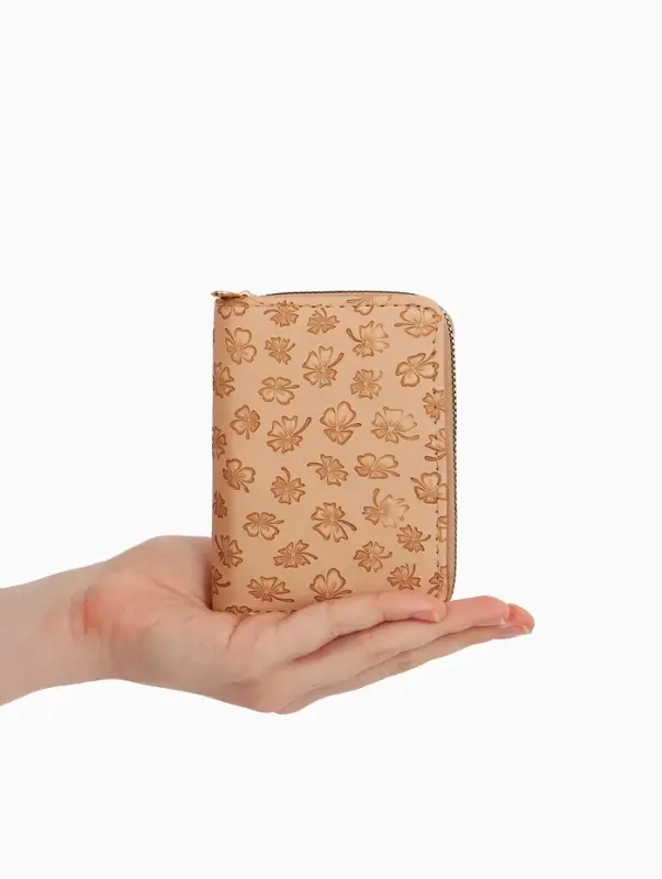 Кошелёк на молнии, 13&times;2&times;9 см, с принтом, бежевый
