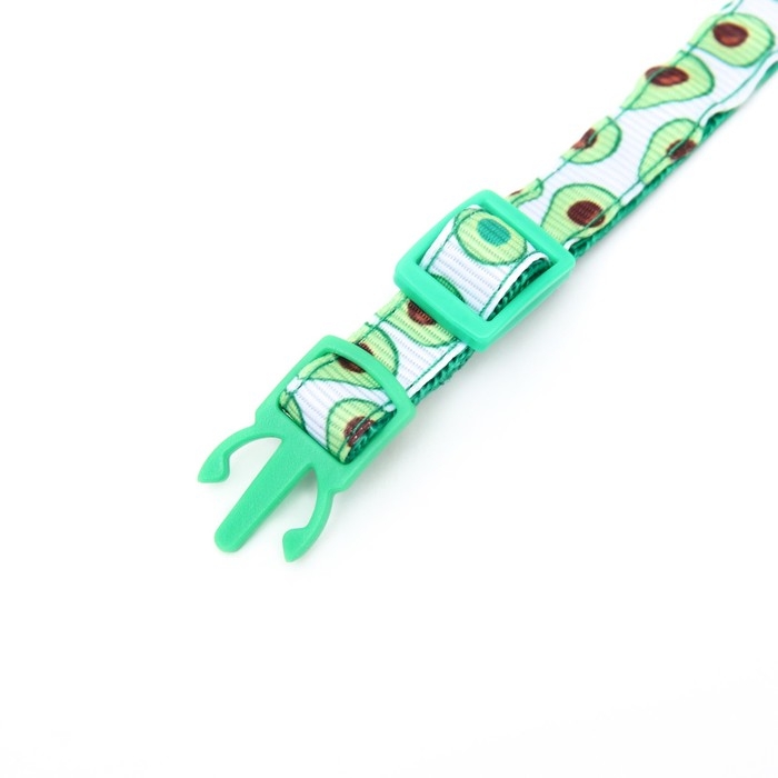 Ошейник текстильный Ошейник текстильный "Авокадо" с бубенчиком и подвеской, 19-32 х 1 см