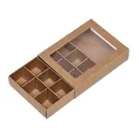 Коробка для 12 конфет, 11.5×8.7×2.5 см, Тонкие разделители, крафт