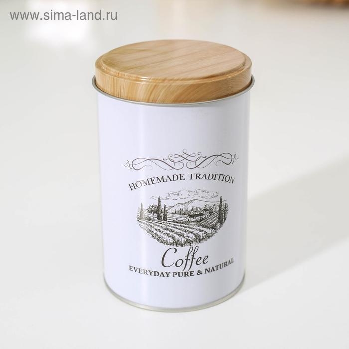 Банка для кофе «Дом и поле», 12×7,5×7,5 см, цвет белый Банка для кофе «Дом и поле», 12×7,5×7,5 см, цвет белый