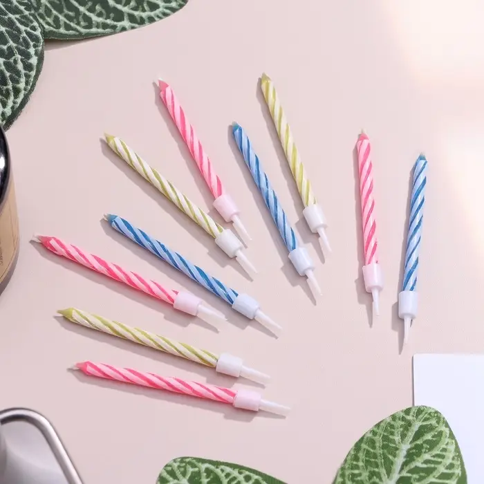 Свечи для торта «Спираль», незадуваемые, 10 шт., 10 подставок Свечи для торта «Спираль», незадуваемые, 10 шт., 10 подставок