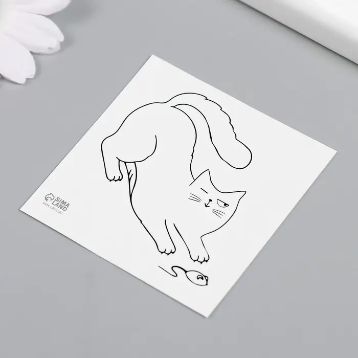 Переводная тату на тело чёрная «Кошки-мышки», 6×6 см Переводная тату на тело чёрная «Кошки-мышки», 6×6 см