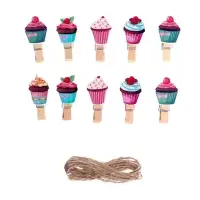 Прищепки для декора с верёвкой для подвеса &laquo;Кейки&raquo;, 10 шт.