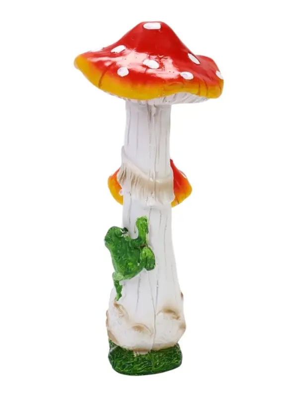 Садовая фигура из полистоуна &laquo;Мухомор с лягушкой&raquo;, 13&times;13&times;32 см
