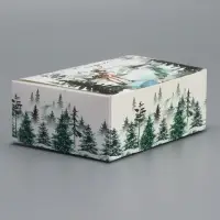 Подарочная коробка складная, новогодняя«С Новым годом!», олень, 12 х 10 х 5 см