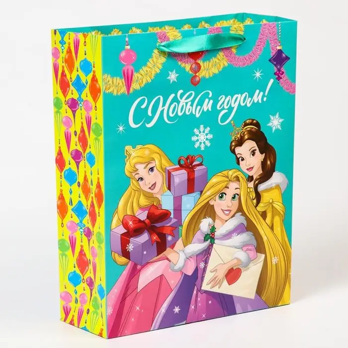 Пакет подарочный новогодний, 31х40х11.5 см, упаковка, Принцессы Пакет подарочный новогодний, 31х40х11.5 см, упаковка, Принцессы