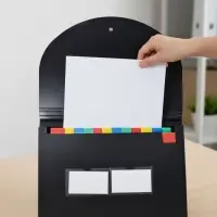 Папка 12 отделений, А4, с цветными разделителями, черная
