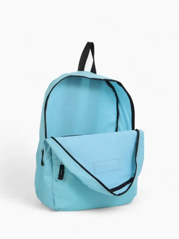 Рюкзак школьный на молнии, с карманом, однотонный, размер 30&times;12&times;40 см, голубой