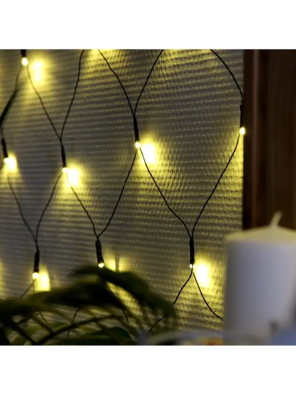 Гирлянда &laquo;Сеть&raquo; 1.6&times;1.6 м, IP20, тёмная нить, 144 LED, свечение тёплое белое, 8 режимов, 220 В