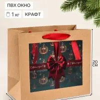 Пакет подарочный крафтовый с пластиковым окном &laquo;Щелкунчик&raquo;, 24&times;20&times;11 см