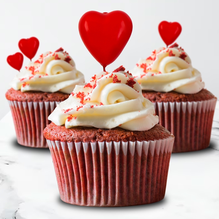 Набор топперов «Сердечки», 12 см, цвет красный Набор топперов «Сердечки», 12 см, цвет красный