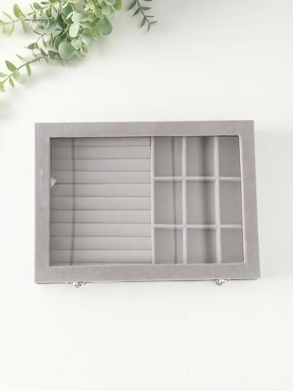 Шкатулка для украшений &laquo;Серый туман&raquo;, бархат, с замком, 5&times;20&times;28 см