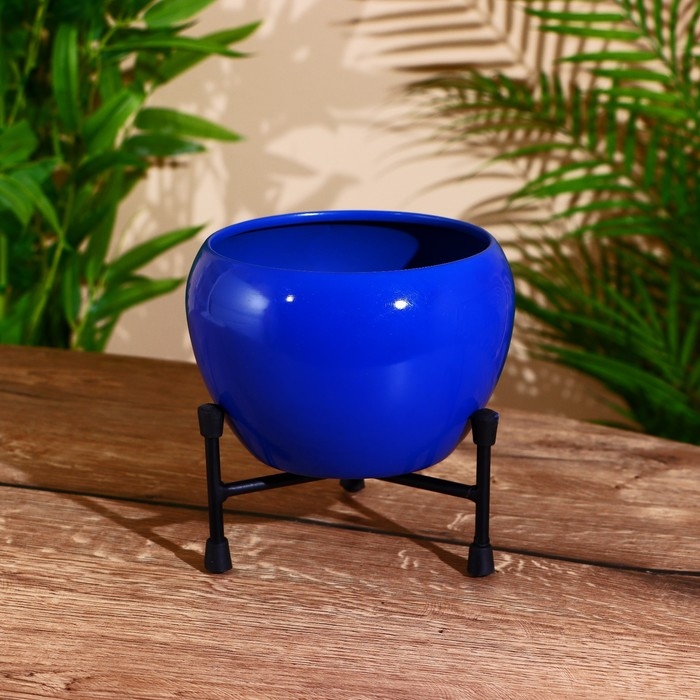 Кашпо  Кашпо "Котл" металл, вазон 15х15х8 см, подставка12,5х12,5х8 см