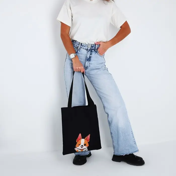 Шопер «Малыш корги», 35х0.5х40 см, отдел без молнии, без подклада, чёрный Шопер «Малыш корги», 35х0.5х40 см, отдел без молнии, без подклада, чёрный