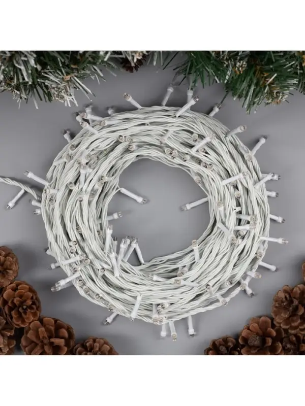 Гирлянда &laquo;Нить&raquo; 20 м, IP20, белая нить, 200 LED, свечение тёплое белое, 8 режимов, 220 В